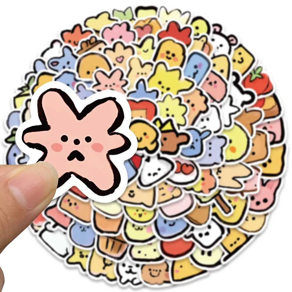 100pcs Funny Cute Cartoon Animals Meme Stickers Pack Vinyl Laptop Phone Decals Luggage Skateboard Guitar Waterproof Graffiti