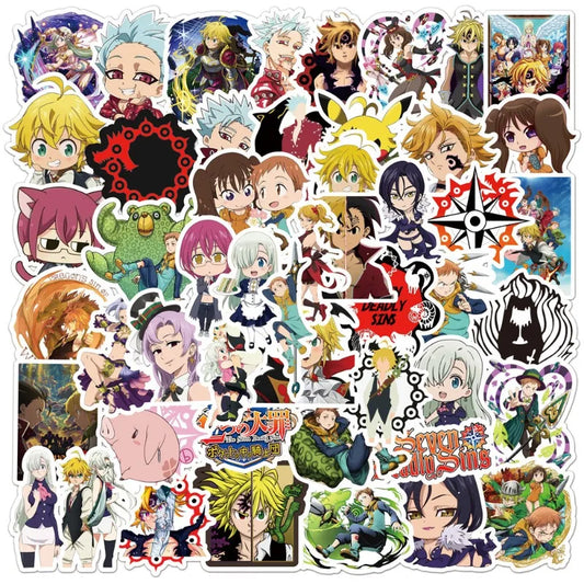 50pcs The Seven Deadly Sins Stickers for Luggage, Water Bottles, Phones, Laptops, Scooters, Refrigerators