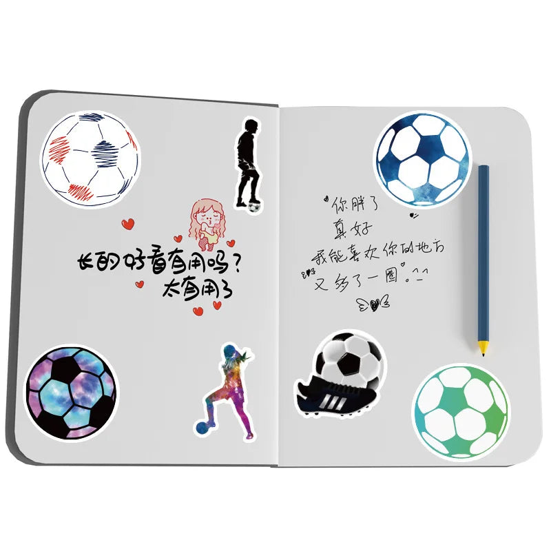 50 Pcs/Set Football Soccer Graffiti Stickers for Laptop Phone Luggage Notebook Decal Decoration Scrapbook Sticker Kids Gift