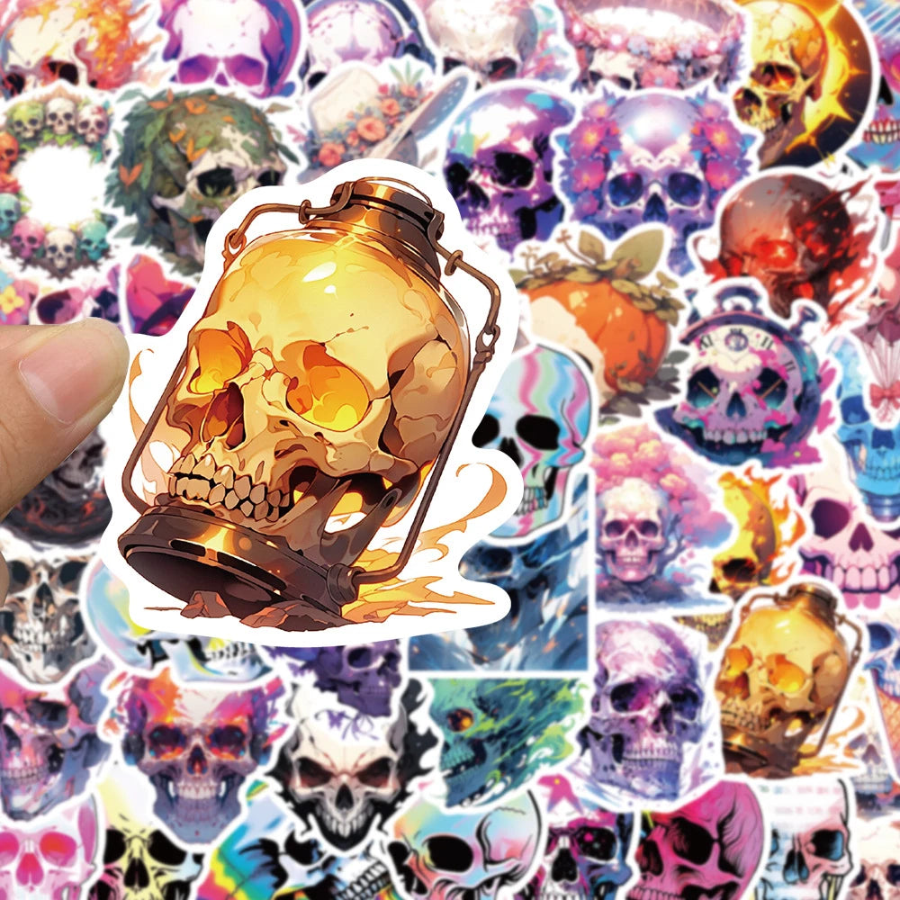 10/30/50pcs Cool Cartoon Skull Waterproof Stickers Skateboard Car Phone Laptop Luggage Motorcycle Bike Decoration Sticker Decals