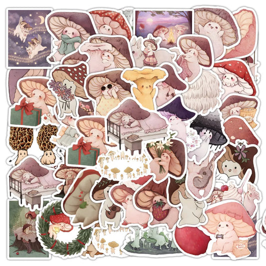 Mushroom Cartoon Stickers 10/30/50pcs Waterproof for Luggage, Car, Laptop, Phone, Kids Toys