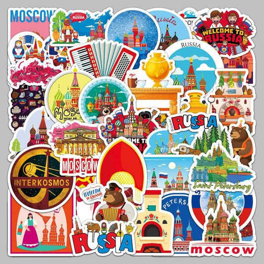 50pcs Cartoon Outdoor Travel Graffiti Stickers for Helmet, Wall, DIY Decoration