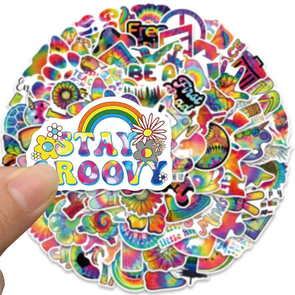 50/100PCS Hippie Trippy Rainbow Psychedelic Graffiti Stickers for Laptop Motorcycle Skateboard Waterproof Decal Sticker Toys