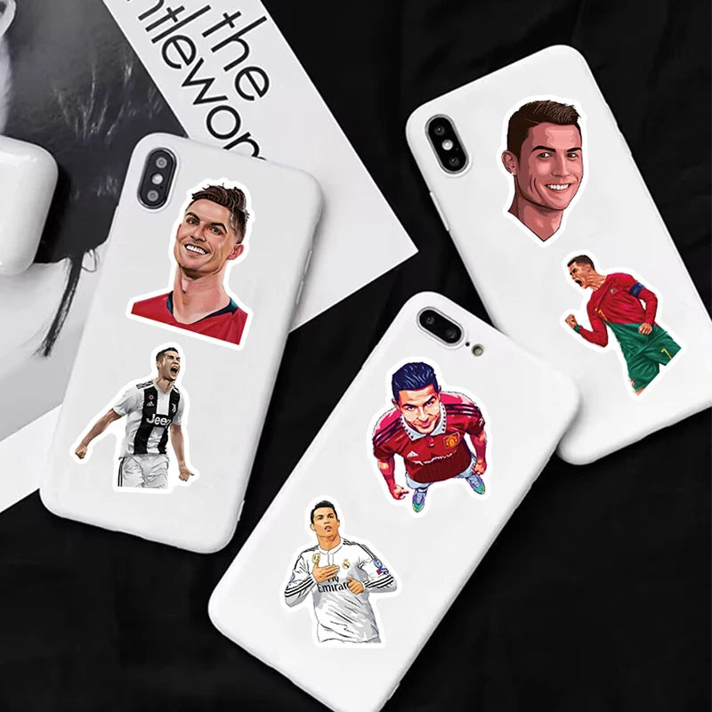 NEW 50PCS Cristiano Ronaldo Personality Originality Stickers Football SuperStar Cartoon Image Bag/Water Cup DIY Graffiti Sticker