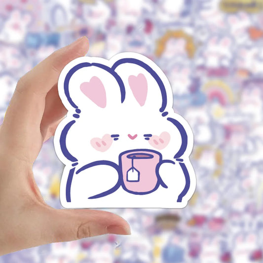 Kawaii Animal Stickers Cute Rabbit Cartoon Decals for Kids Fridge Laptop Phone Guitar Skateboard