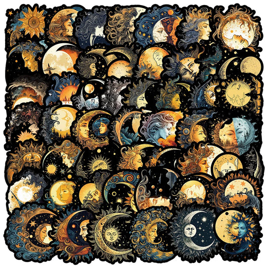 Cool Art Sun Moon Goddess Aesthetic Stickers for Laptop Phone Notebook Suitcase Decoration (10/30/50pcs)