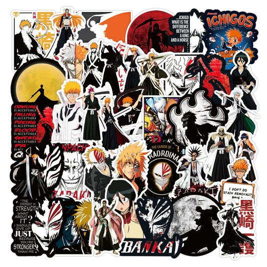 50Pcs Bleach Anime Stickers: Ichigo, Rukia, Kenpachi