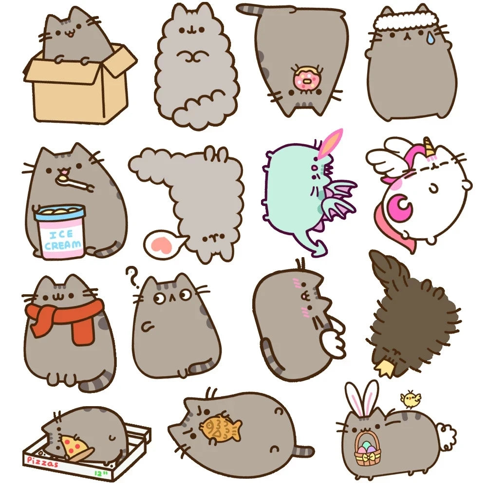 10/30/50PCS Kawaii Chunky Cat Stickers Cute Decals Kids Toy PVC Waterproof Phone Diary Suitcase Skateboard Bike Car Sticker Gift