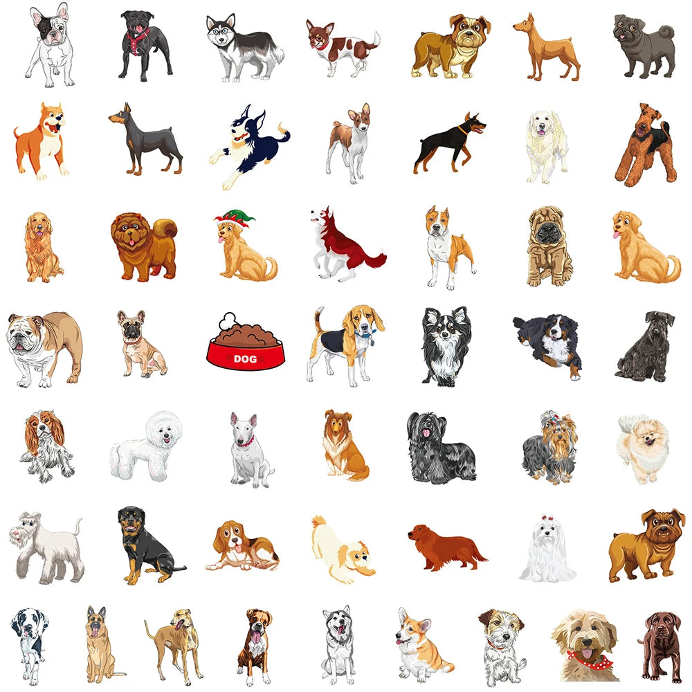 10/30/50PCS Cute Cartoon Anima Dogs Stickers For Kids Waterproof Laptop Fridge Phone Bike Car Notebook Suitcase Wall Decals Toys