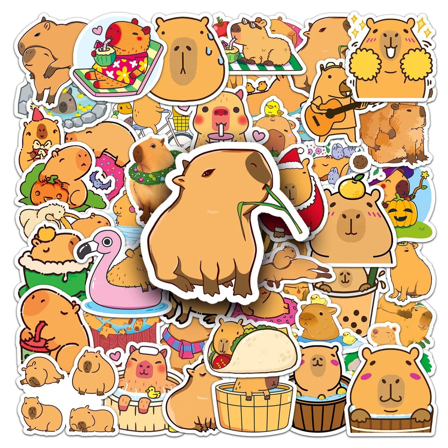 10/30/50PCS Kawaii Capybara Cartoon Cute Brown Animals Stickers Scrapbook Laptop Phone Luggage Diary Car Bottle Sticker Kid Toy