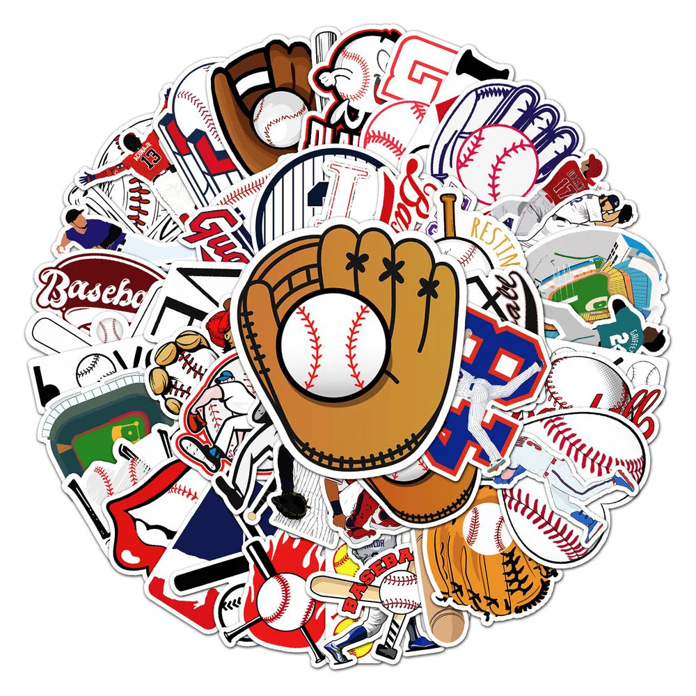 10/50PCS Creative Cartoon Sports Baseball Stickers Notebook Luggage Hand Account Decoration Graffiti Waterproof Stickers