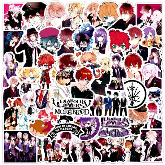 50pcs Diabolik Lovers Stickers for Laptop, Phone, Suitcase, Water Bottle, Scooter, Fridge, Stationery