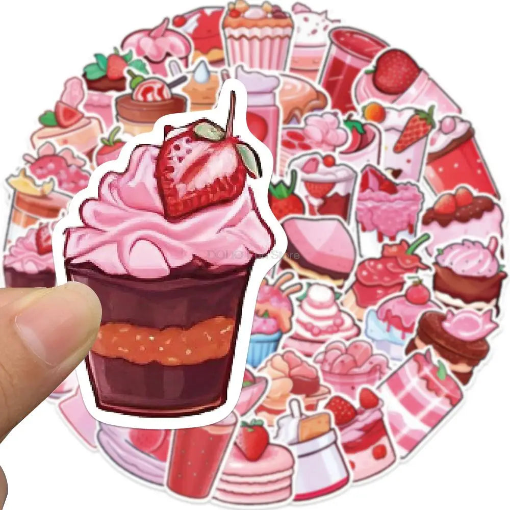 10/25/50PCS Ins Style Cute Pink Cake Desserts Stickers Decals Decoration Phone Cup Notebook Suitcase Laptop Fridge Gift Sticker