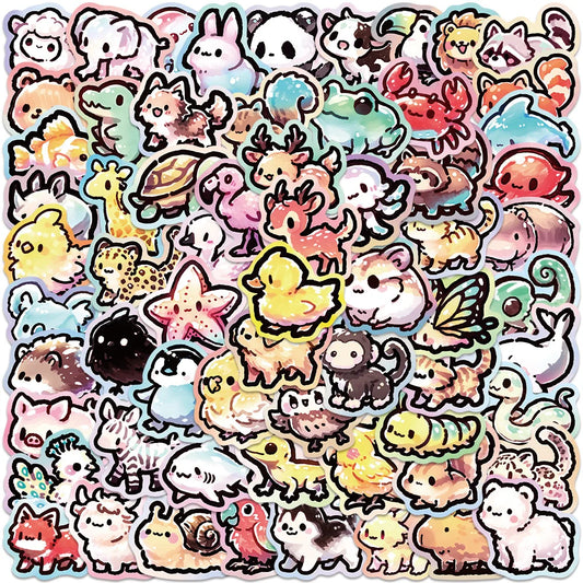 65Pcs Cute Animal Stickers Waterproof Decals