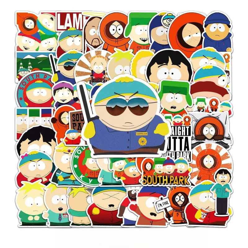 50pcs South Park Stickers for Laptop, Car, Scooter, Water Bottle, Suitcase, Refrigerator, Stationery