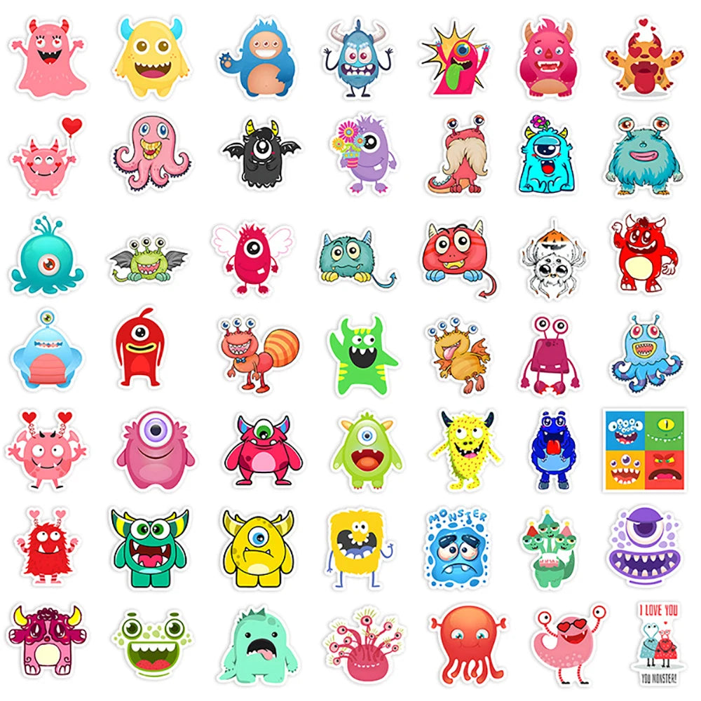 10/30/55PCS Cartoon Little Monster Graffiti Stickers For Kids DIY Notebooks Suitcase Laptop Stationery Car Waterproof Decals Toy