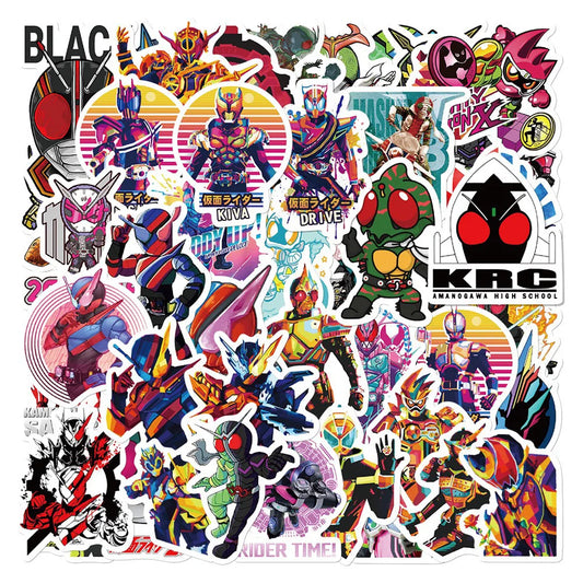 Kamen Rider Stickers Pack: Anime Cartoon Decals for Laptop, Luggage, Skateboard