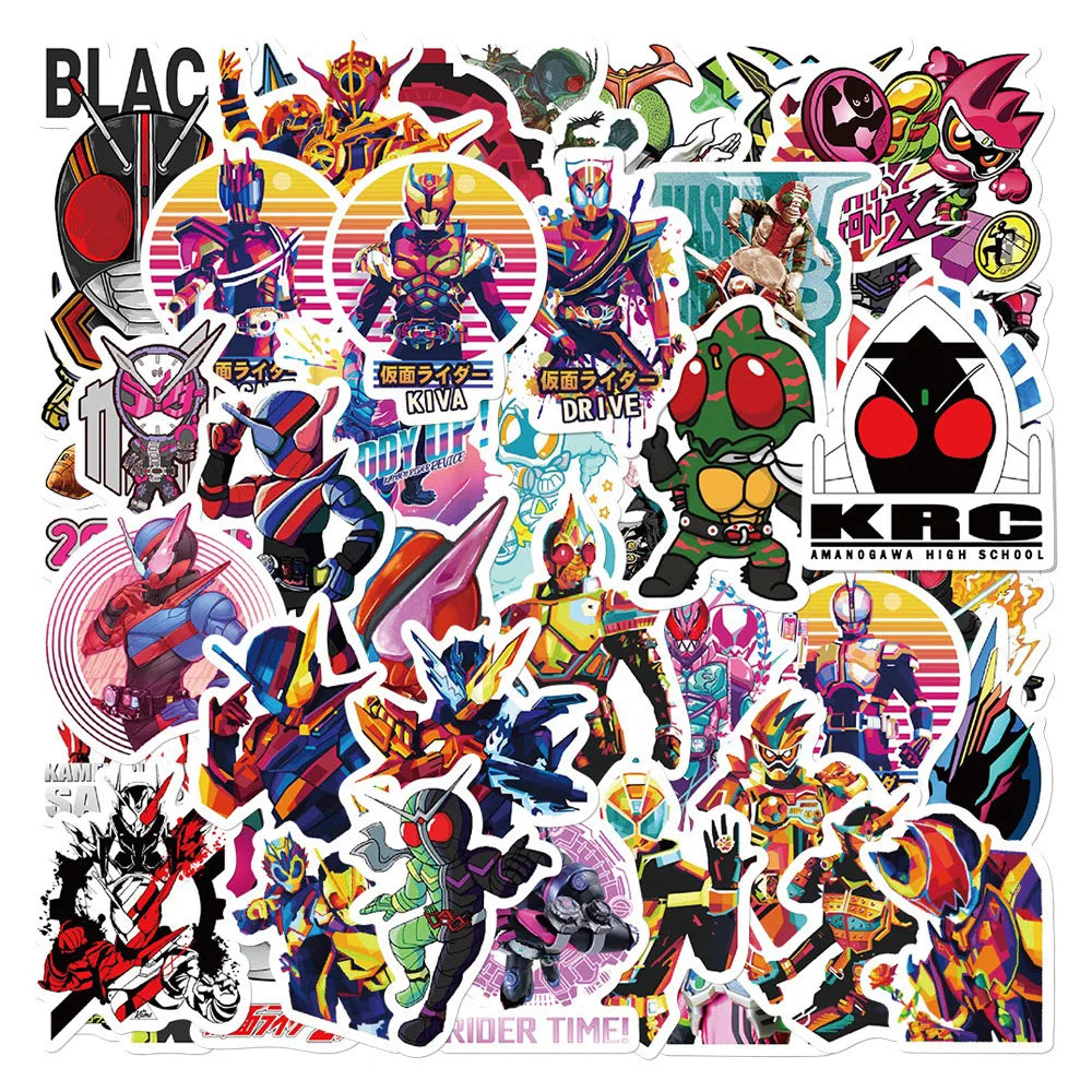 Kamen Rider Stickers Pack: Anime Cartoon Decals for Laptop, Luggage, Skateboard
