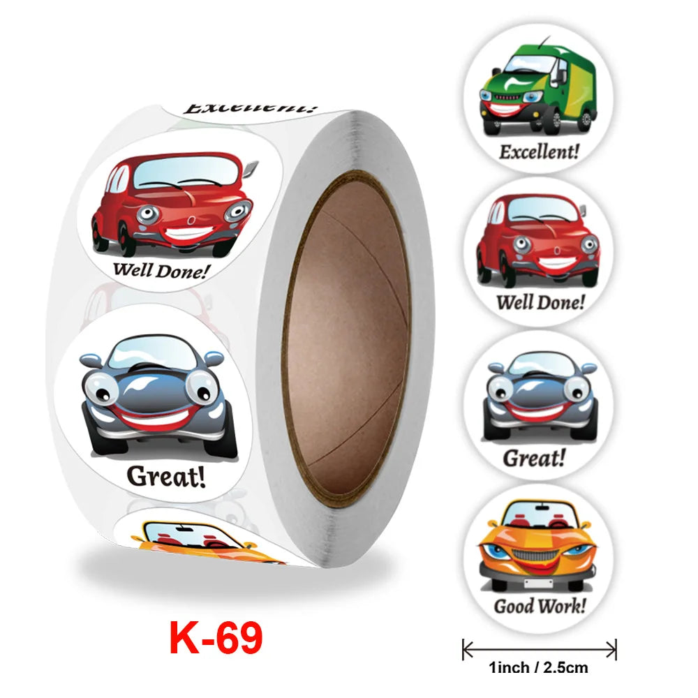 500pc/1lot Stickers for Children Kids Cartoon Car Truck Pattern Stickers Cute Toy Game Sticker DIY Gift Sealing Label Decoration