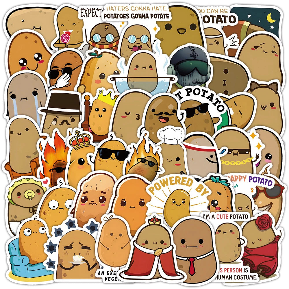 Cartoon Food Potato Stickers for Laptop Phone Suitcase Fridge Kids Gift