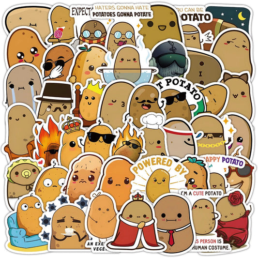 Cartoon Food Potato Stickers for Laptop Phone Suitcase Fridge Kids Gift