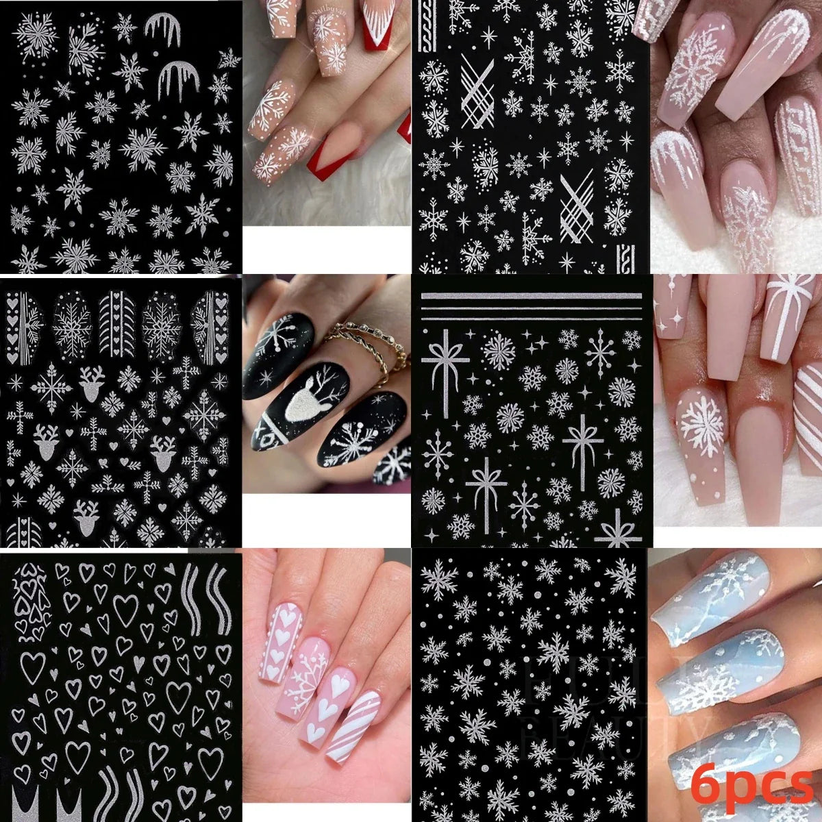 30pcs 3D Santa Snowman Nail Stickers Christmas Decor