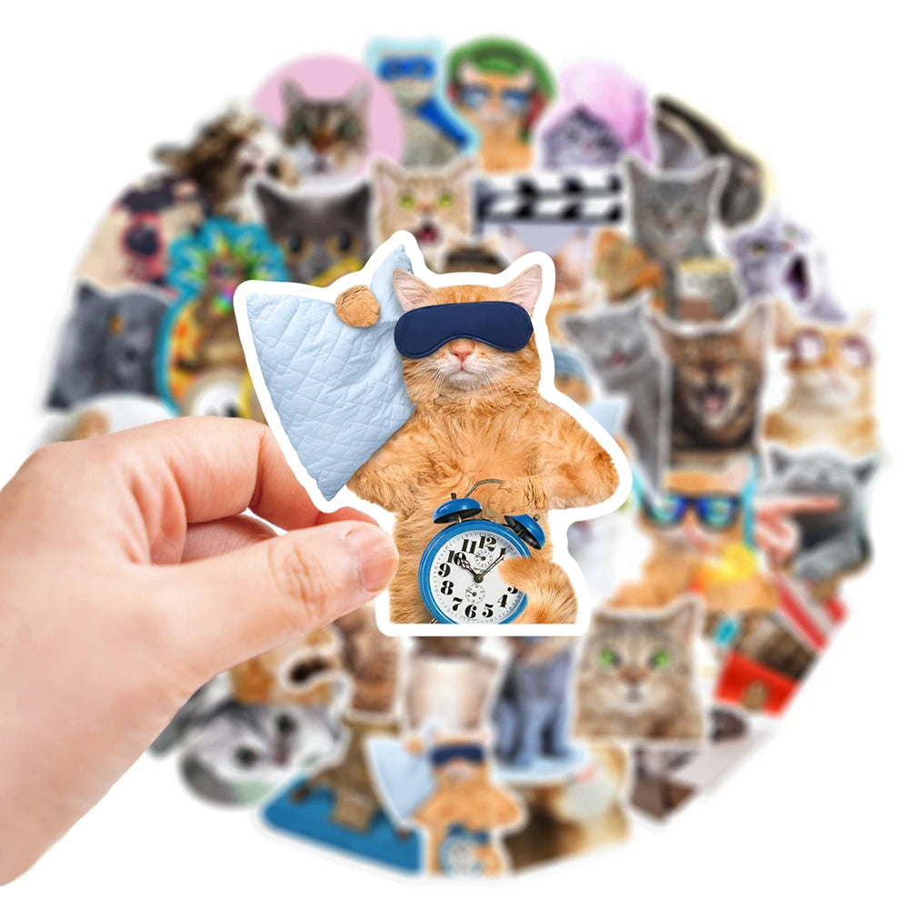 10/30/65PCS Kawaii Funny Cat Stickers Cute Cartoon Decals DIY Skateboard Phone Notebook Luggage Fridge Bike Car Sticker Kids Toy