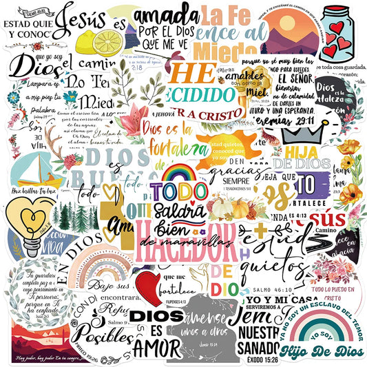 Spanish Bible Cartoon Stickers for Phone Laptop Luggage Skateboard Kids