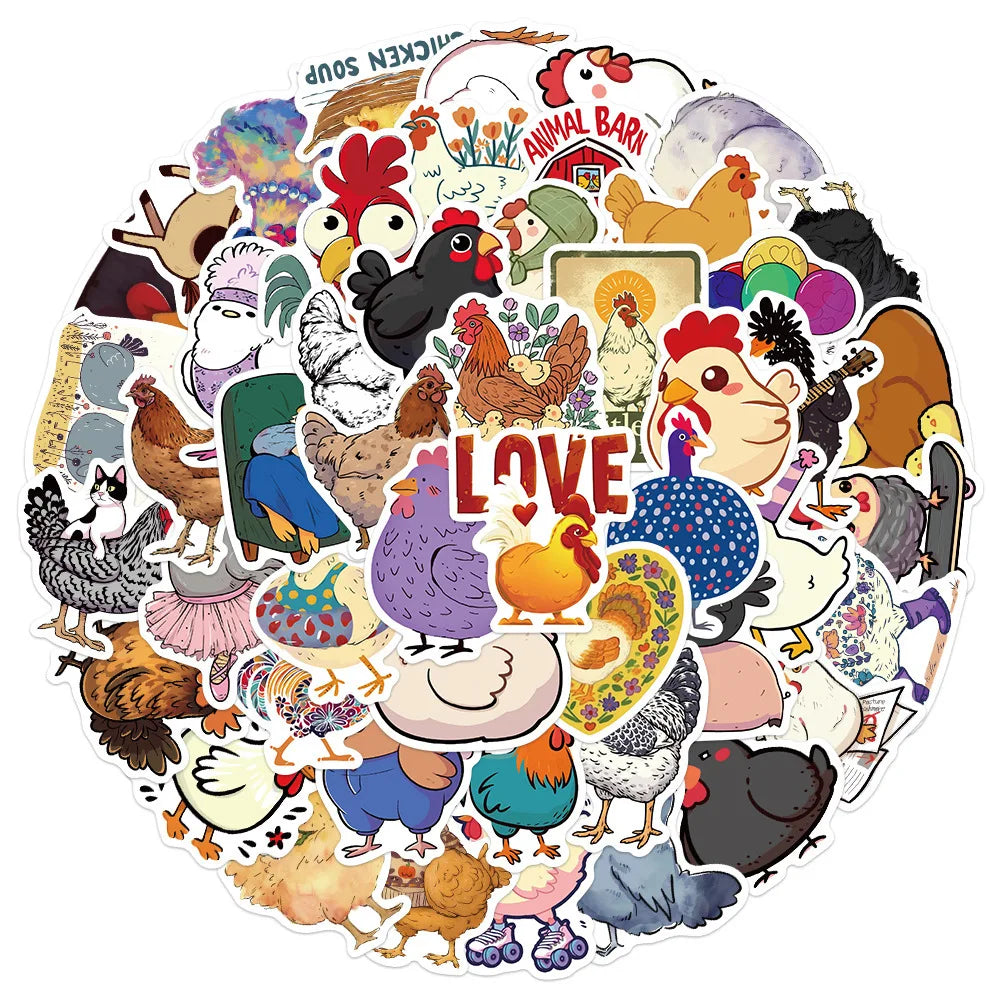 10/30/50PCS Tasty Animal Stickers Funny Chicken Graffiti Gift Waterproof Laptop Phone Guitar Bike Flat Cartoon Decals Kids Toy