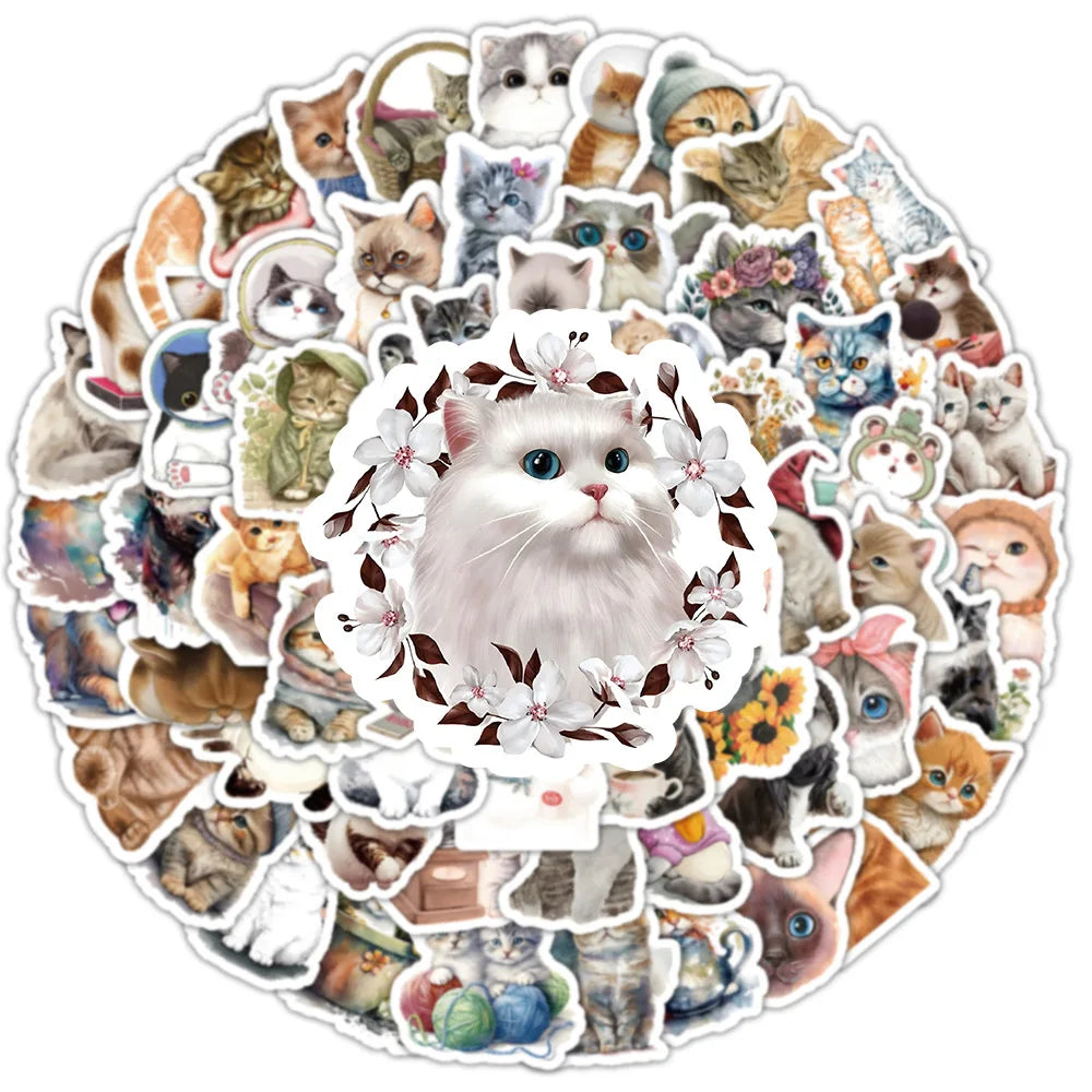 10/30/50/100PCS Cute Kawaii Cats Stickers Decoration Waterproof Skateboard Laptop Phone Notebook Luggage Bike Cartoon Decals Toy