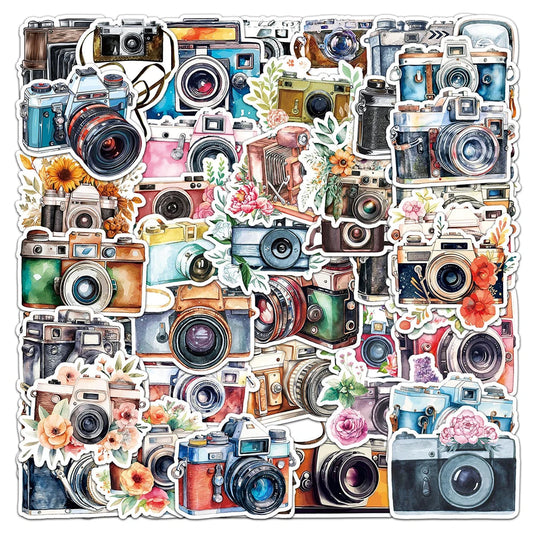 Vintage Cartoon Camera Stickers Decals for Laptop Phone Luggage Stationery