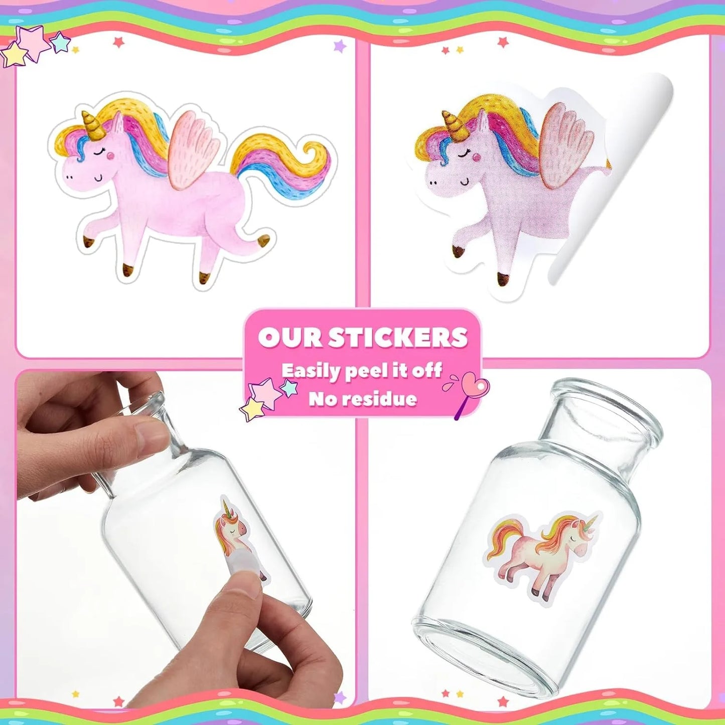 500Pcs /1 Rolls 2.5cm/1inch Cartoon Animals Horse Sticker Decoration Gift Box Sticker Label Stationery Sticker