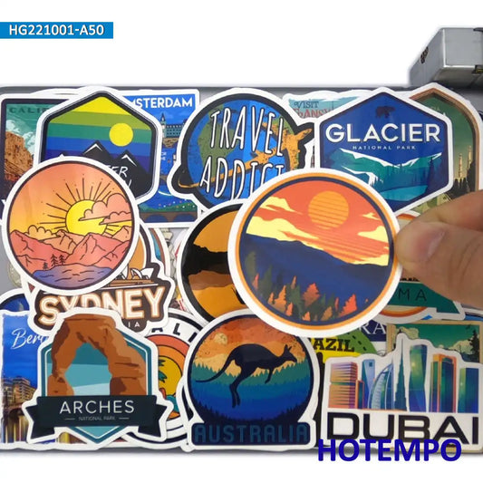 50Pieces World Journey Outdoor Adventure Camping Climbing Hiking Travel Stickers for Car Motorcycle Luggage Phone Laptop Sticker