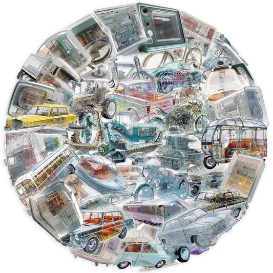 50PCS Waterproof Tech Stickers for Luggage & Bikes