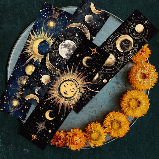 30pcs Mysterious Planets Sun Moon Paper Bookmark DIY Library Office Page Markers Students Readers Gift Page Marking
