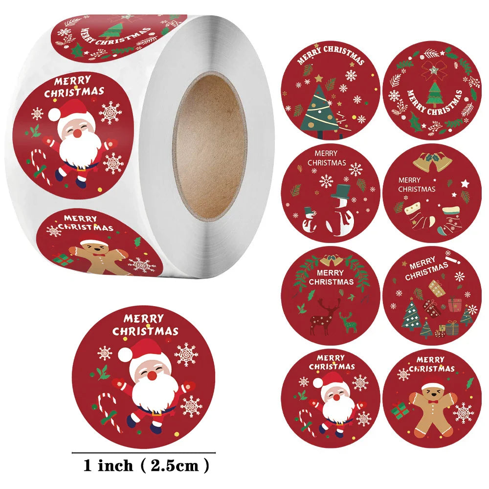 100-500 Pcs Christmas Gift Sealing Stickers 8 Designs Kawaii Thank You Labels