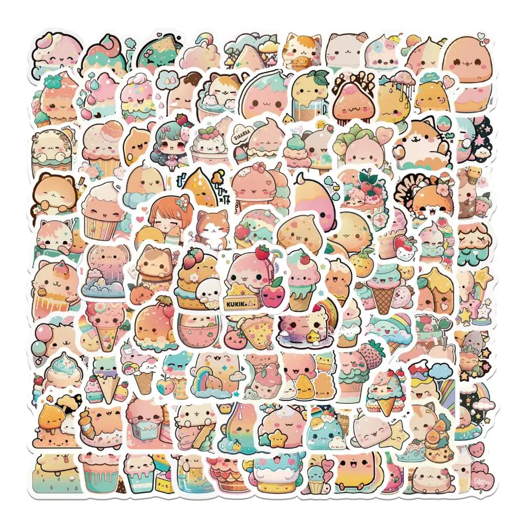 10/50/100PCS Cute Funny Summer Ice Cream Dessert Sticker Scrapbook Phone Laptop Guitar Cup Waterproof Decorative kids Gifts Toys