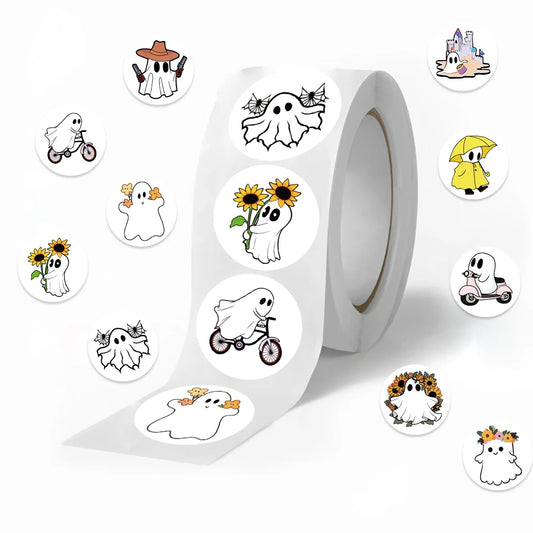 500pcs Cute Ghost Stickers Roll Cute Reward Encourage Stickers for School Teacher Kids Student Stationery Toys