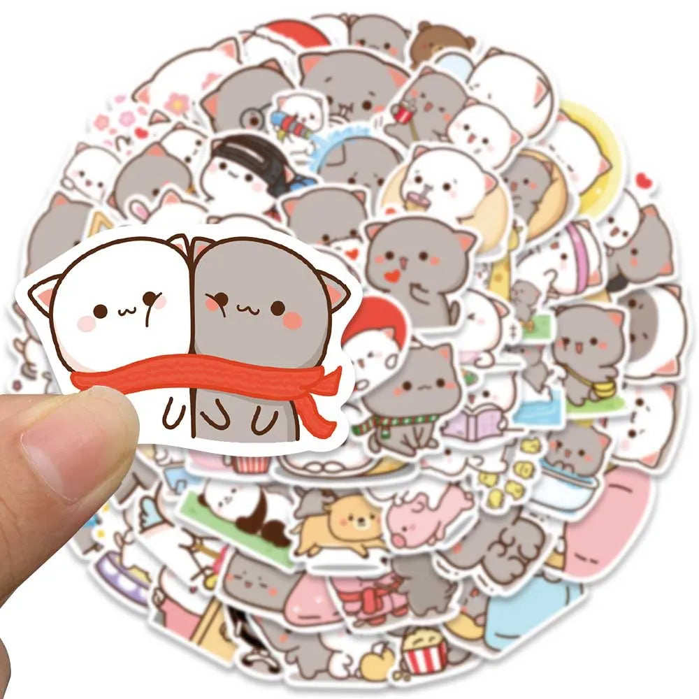 10/60pcs Kawaii Cat Meme Cartoon Stickers DIY Kids Scrapbook Notebook Phone Laptop Fridge Guitar Luggage Sticker Toy