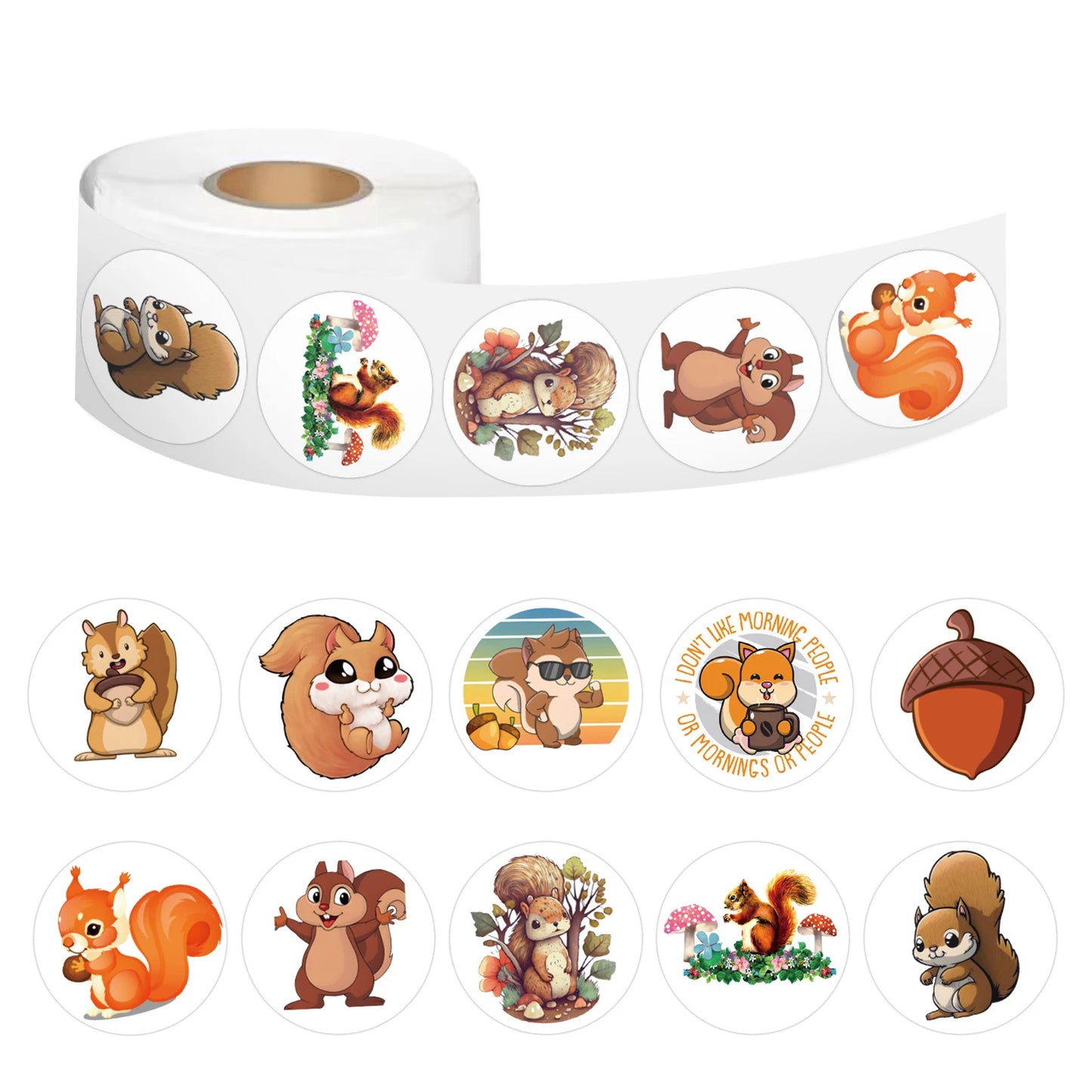 100-500pcs Cute Animal Squirrel Stickers Packs Laptop Phone Case Scrapbook Notebook Reward Sticker Decal for Kid Gift Toy