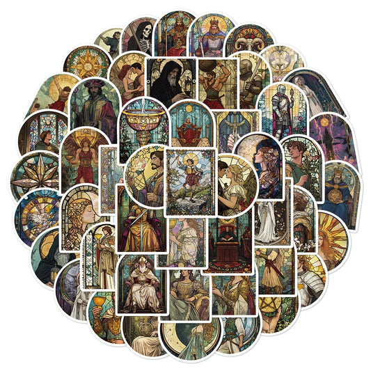 Stained Glass Tarot Stickers: 10/30/50PCS for Phone, Laptop, Luggage, Skateboard, DIY, Kids