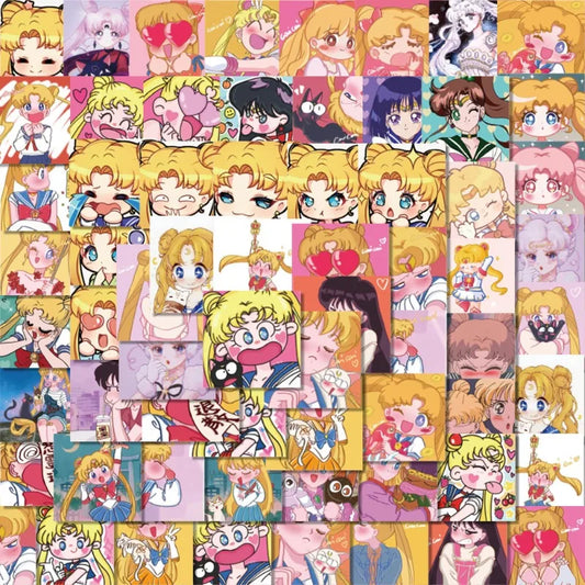 50pcs Sailor Moon Stickers for Laptop, Phone, Car, Scooter, Water Bottle, Suitcase, Stationery, Refrigerator