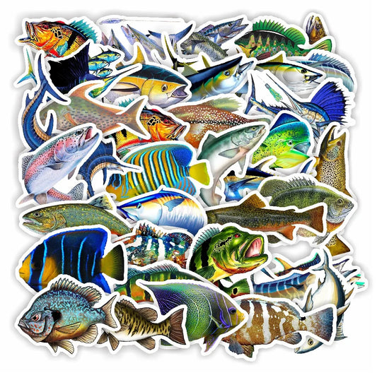 Cartoon Fish Stickers 10/30/50Pcs for Suitcase, Skateboard, Laptop, Luggage, Fridge, Phone, Car
