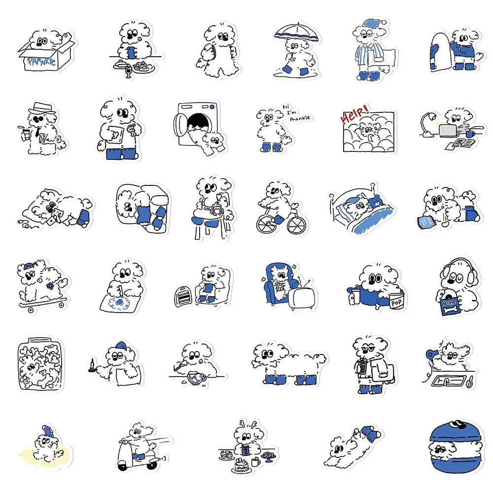 10/30/65PCS Kawaii Naughty Puppy Dog Stickers Graffiti DIY Luggage Phone Fridge Laptop Wall Decals PVC Waterproof Classic Toys