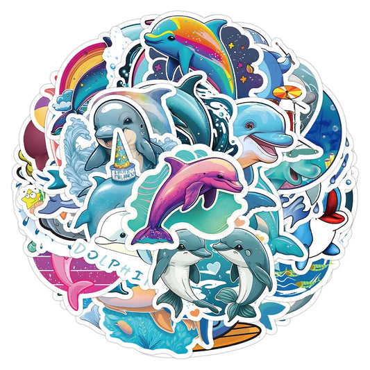 Cute Dolphin Cartoon Stickers for Phone, Laptop, Luggage, Skateboard - 10/30/53PCS