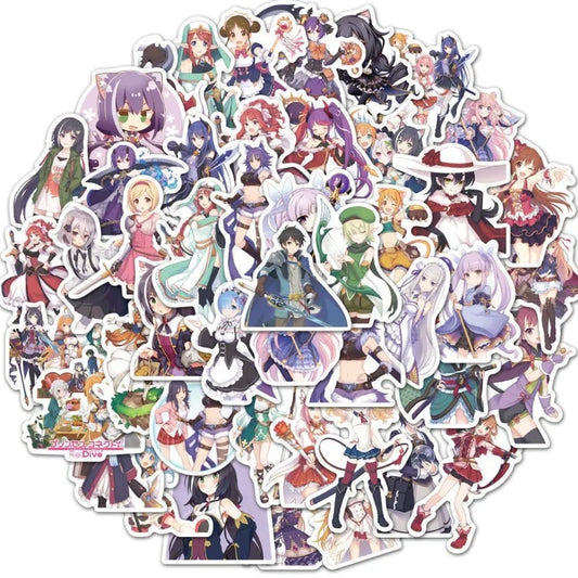 50pcs Princess Connect Re Stickers for Luggage, Water Cup, Phone, Laptop, Scooter, Refrigerator