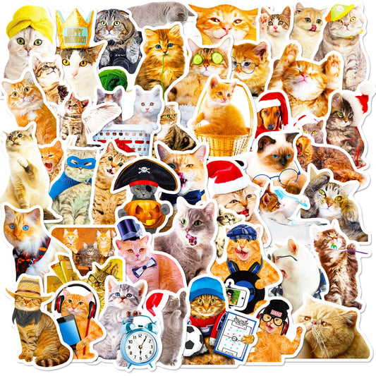 50Pcs Cute Cat Graffiti Stickers for Helmet, Wall, DIY Decoration