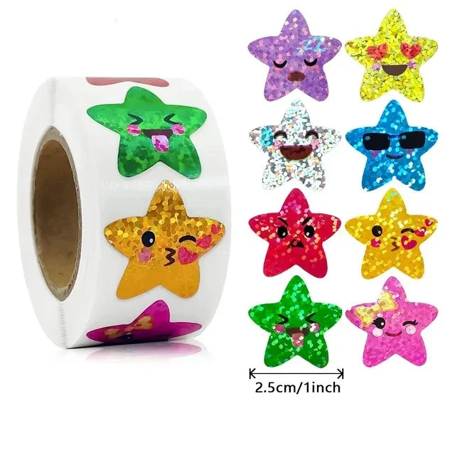 50-500pcs Colorful Star Children Sticker Birthday Wedding Gift Party Decor Seal Sticker Envelope Invitation Sticker Baking Label