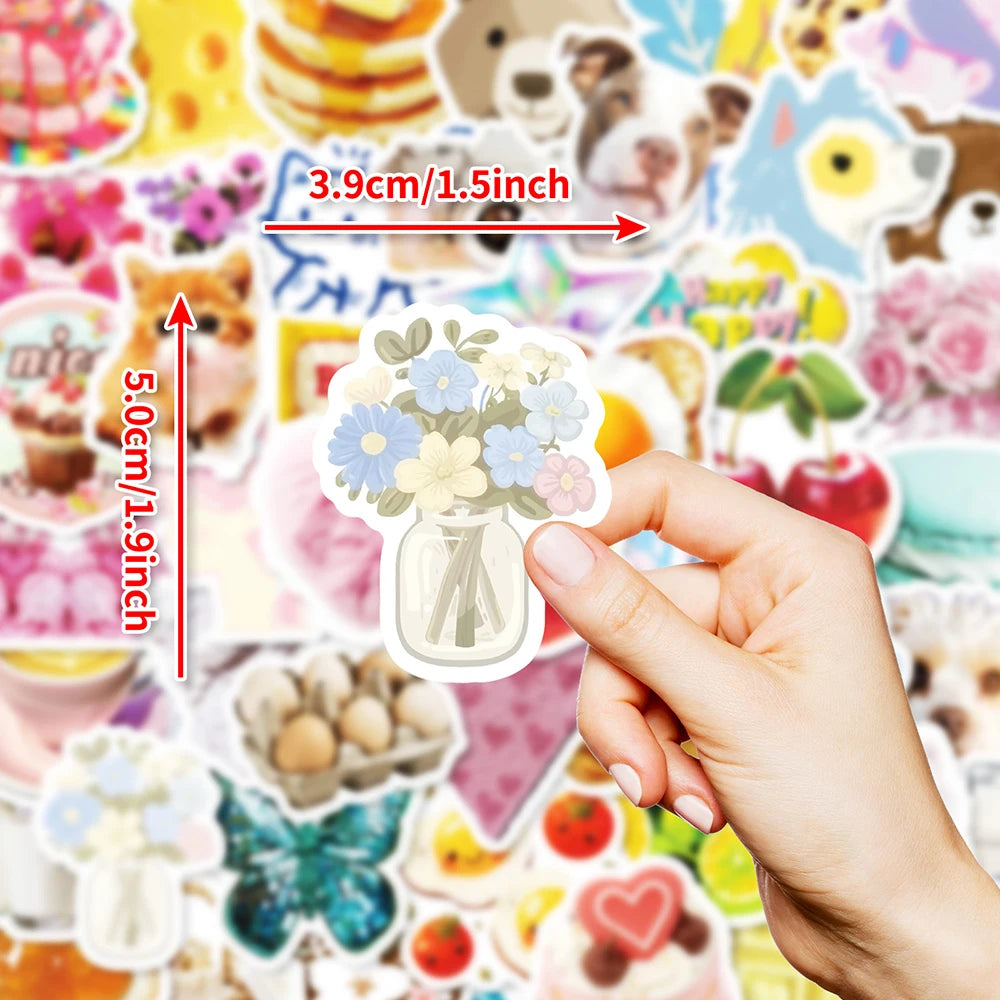 10/30/50PCS Ins Style Girls Cartoon Stickers Cute Dessert Animals Graffiti Decoration DIY Phone Notebook Fridge Suitcase Decals