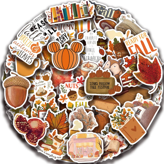 50pcs Autumn Maple Leaf Stickers for Laptops & Decor